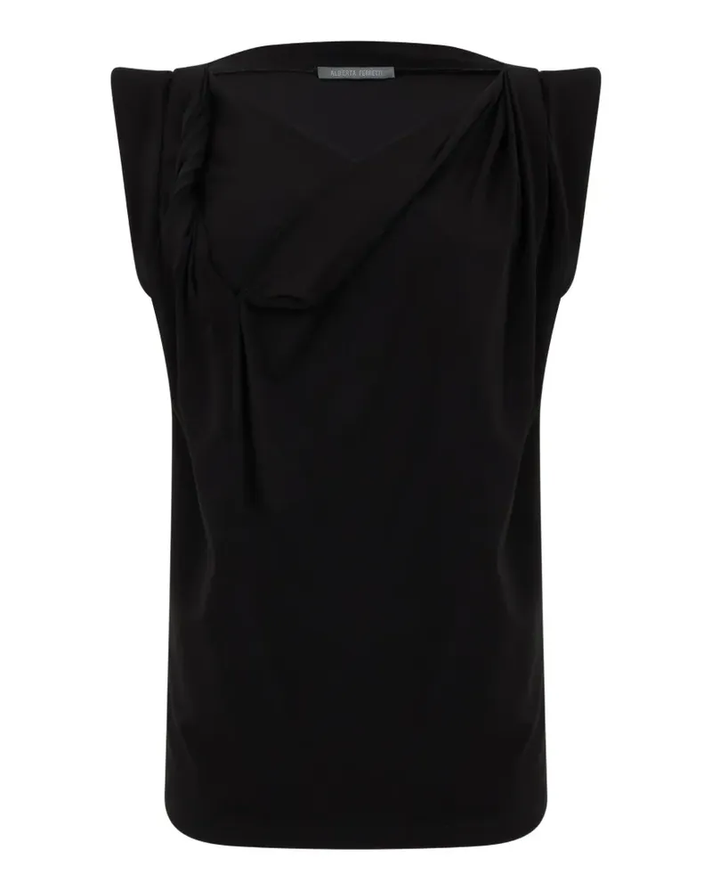 Alberta Ferretti draped padded-shoulder top - Schwarz Schwarz