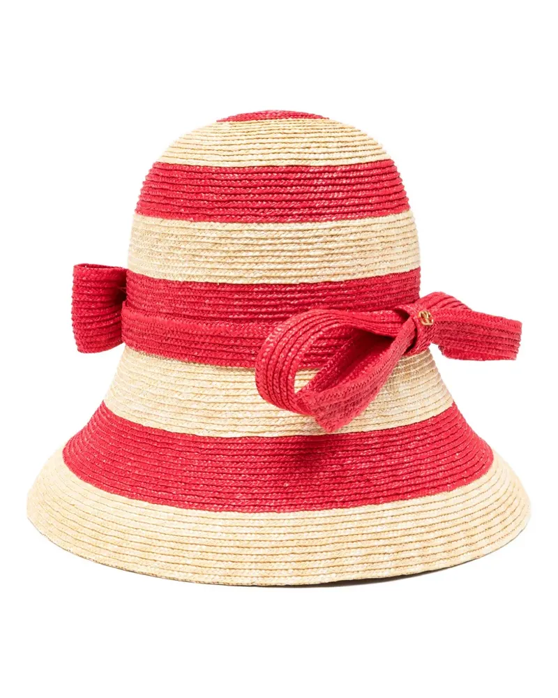 Valentino Garavani Gestreifter Hut mit Schleife - Rot Rot