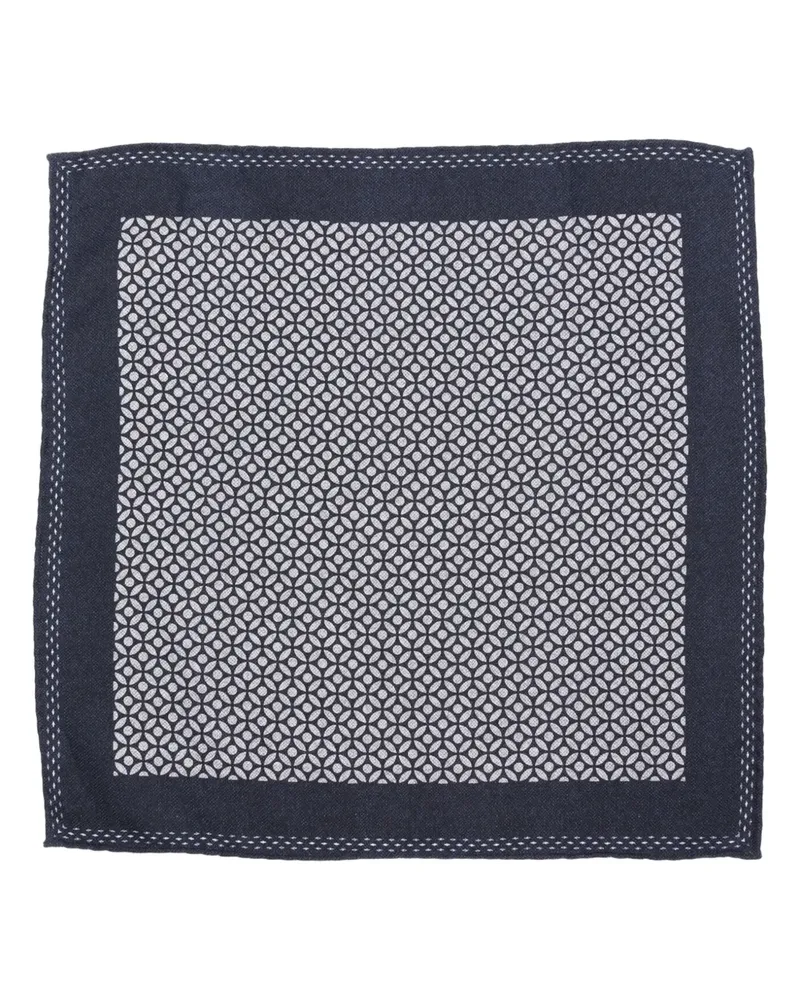 Brunello Cucinelli Geometrisch gemusterter Seidenschal - Blau Blau