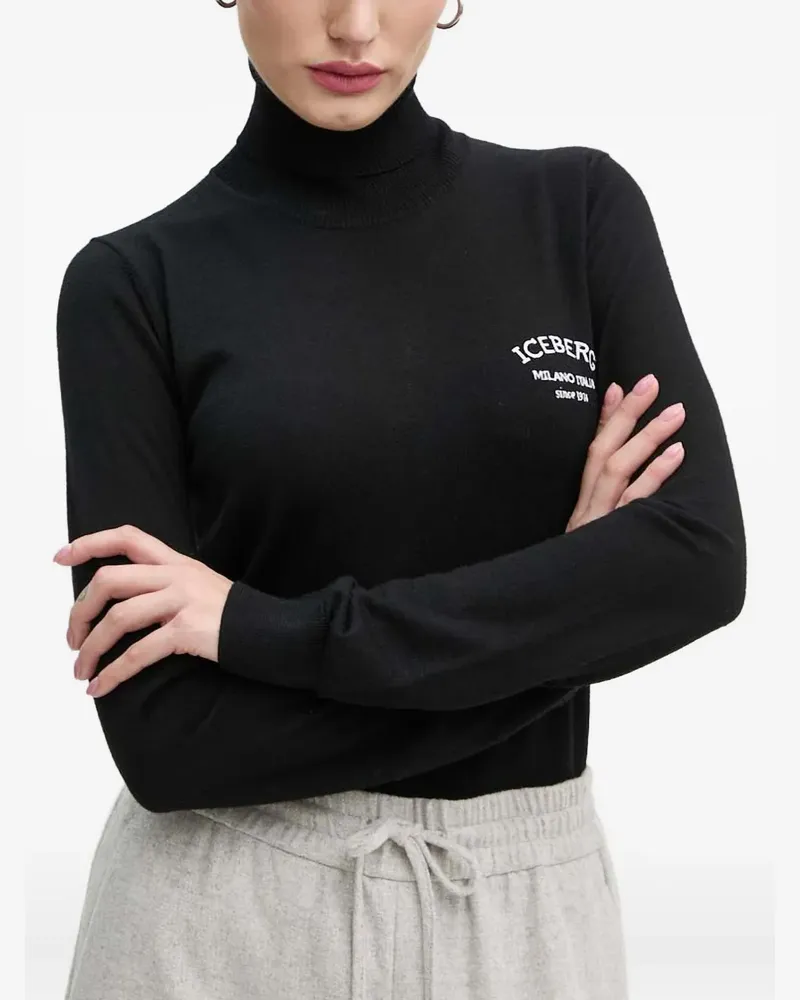Iceberg Rollkragenpullover mit Logo - Schwarz Schwarz