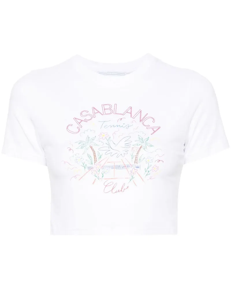 Casablanca Paris T-Shirt mit Tennis Club-Print Weiß