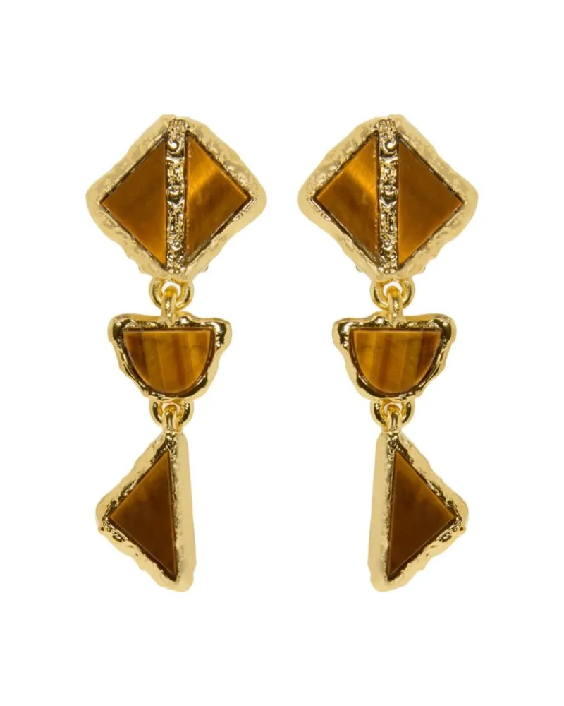 Oscar de la Renta Ohrclips mit Schmuckstein Gold