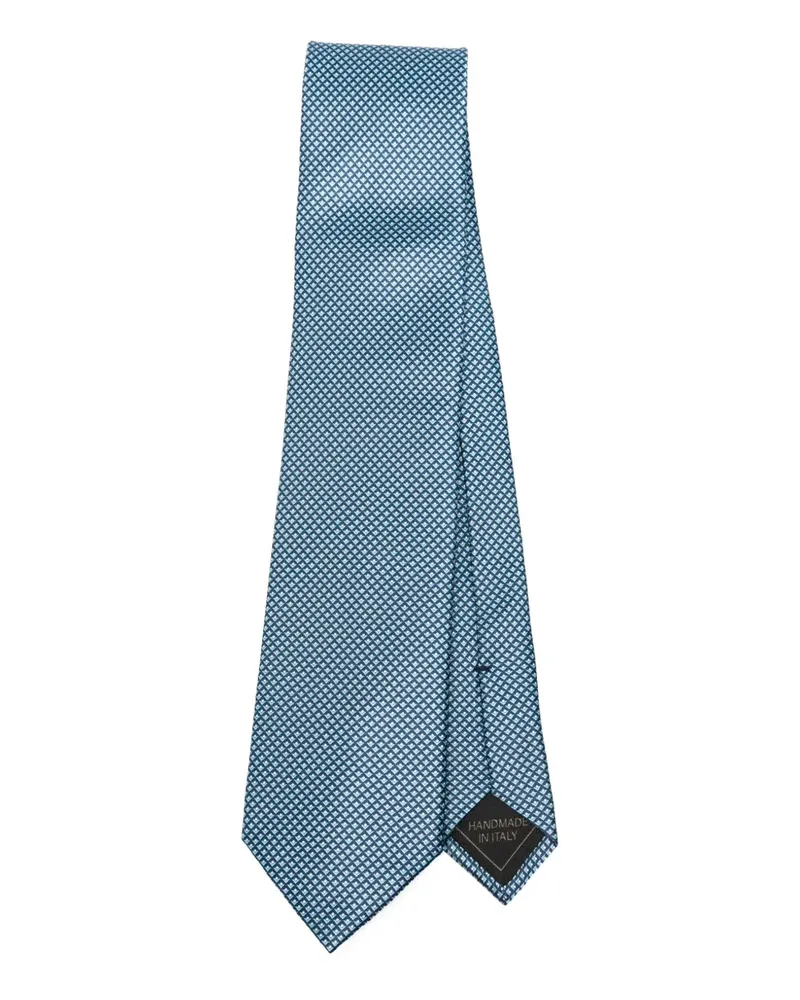 Brioni Geometrisch gemusterte Seidenkrawatte - Blau Blau