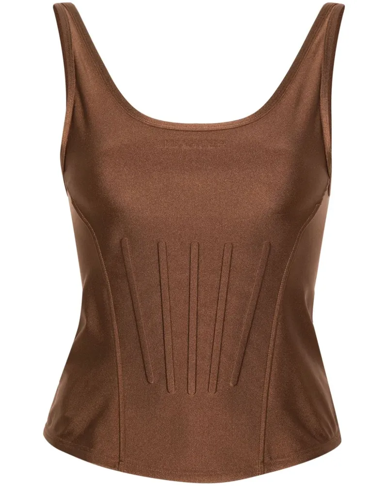 Thierry Mugler Top im Corsage-Style mit Logo-Prägung - Braun Braun