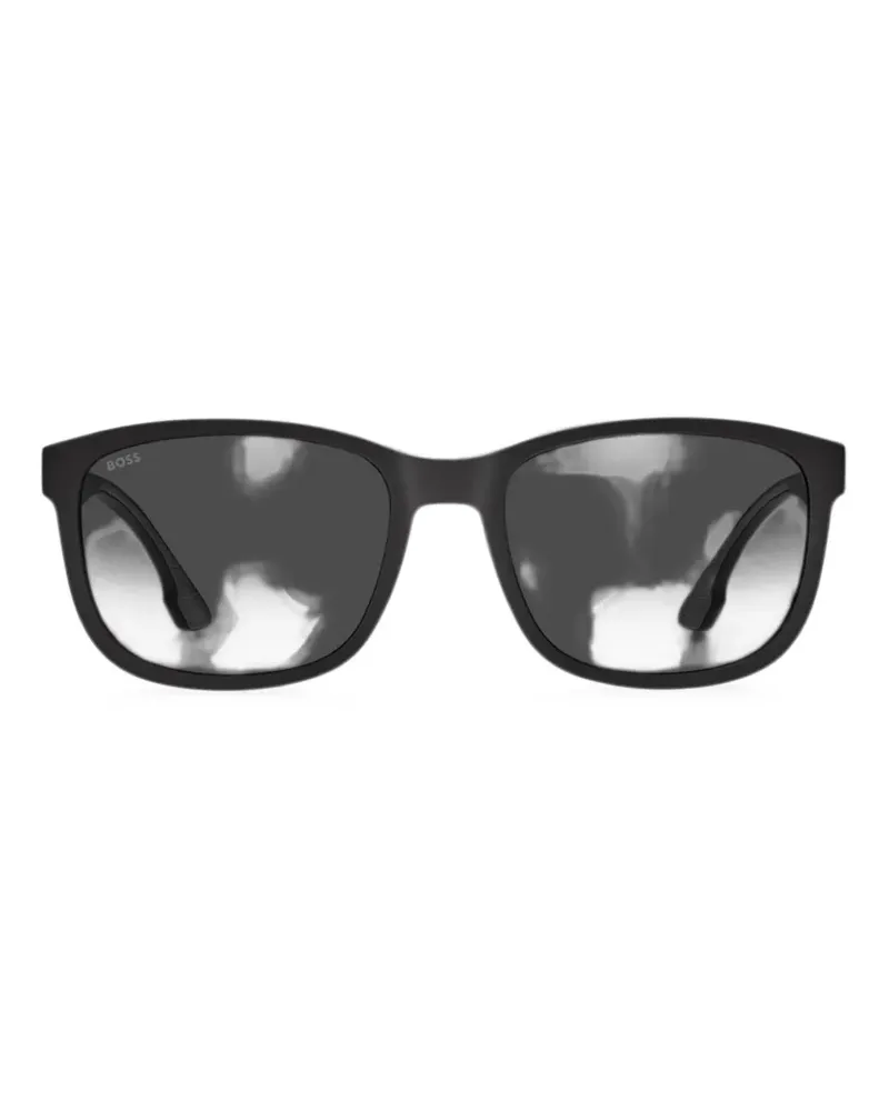 HUGO BOSS matte-finish rectangle-frame sunglasses - Schwarz Schwarz