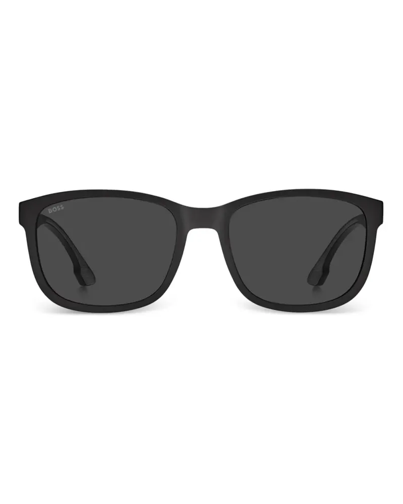 HUGO BOSS Matte Sonnenbrille mit eckigem Gestell - Schwarz Schwarz