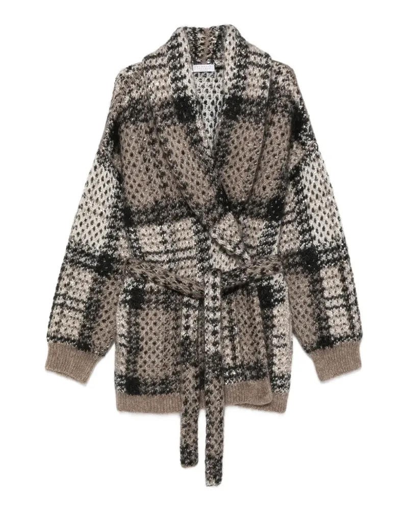 Brunello Cucinelli Karierter Cardigan mit Pailletten - Braun Braun