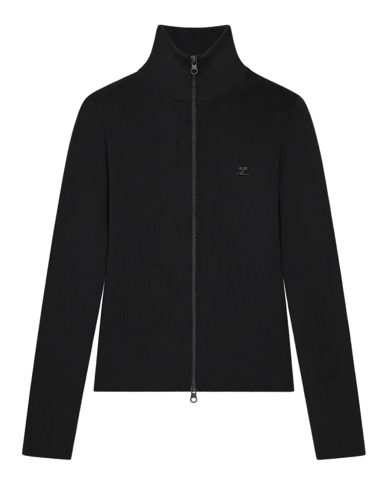 Courrèges Sweatshirtjacke mit Logo-Patch - Schwarz Schwarz