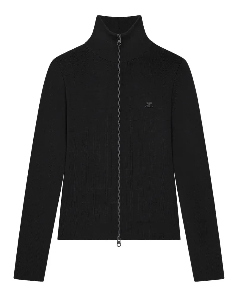 Courrèges Sweatshirtjacke mit Logo-Patch - Schwarz Schwarz