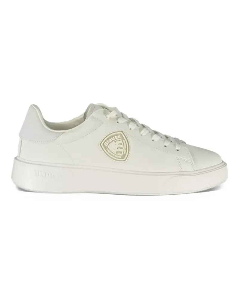 Blauer Sneakers mit Logo-Patch - Weiß Weiß