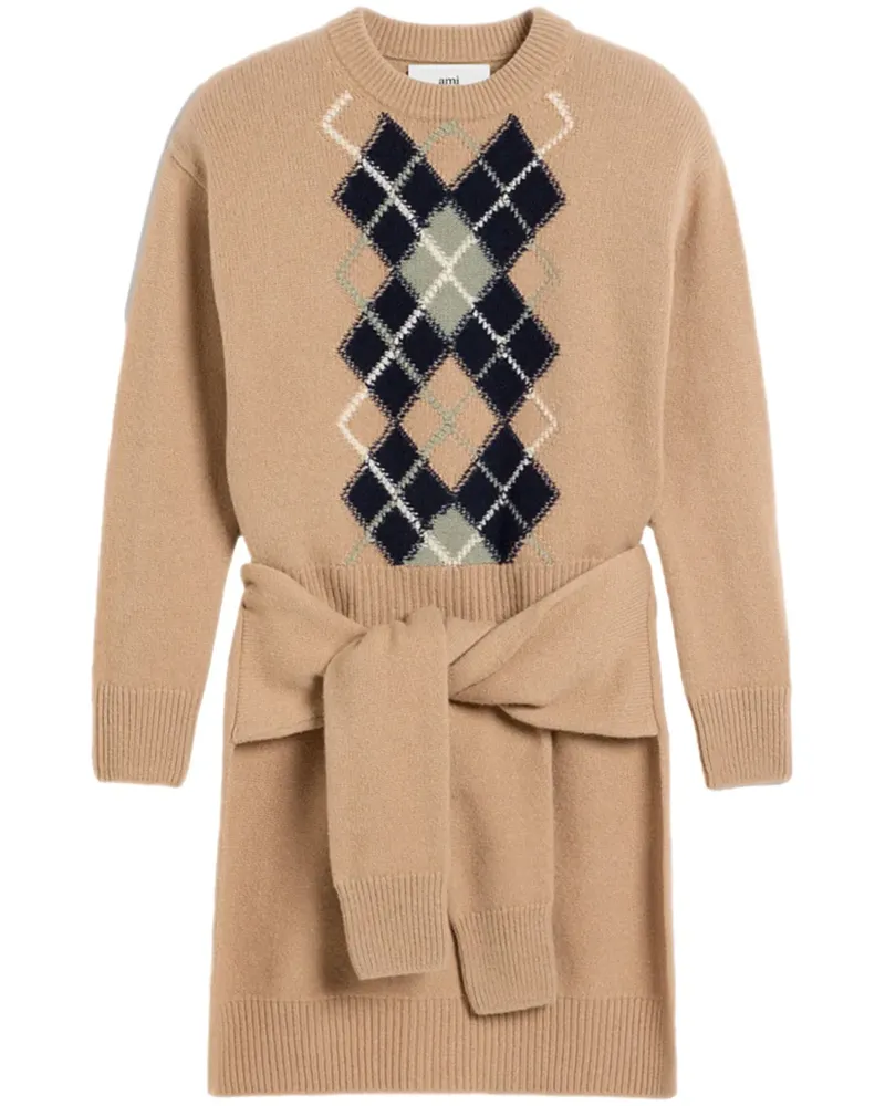 AMI Paris Argyle Double Pullover im Layering-Look - Nude Nude