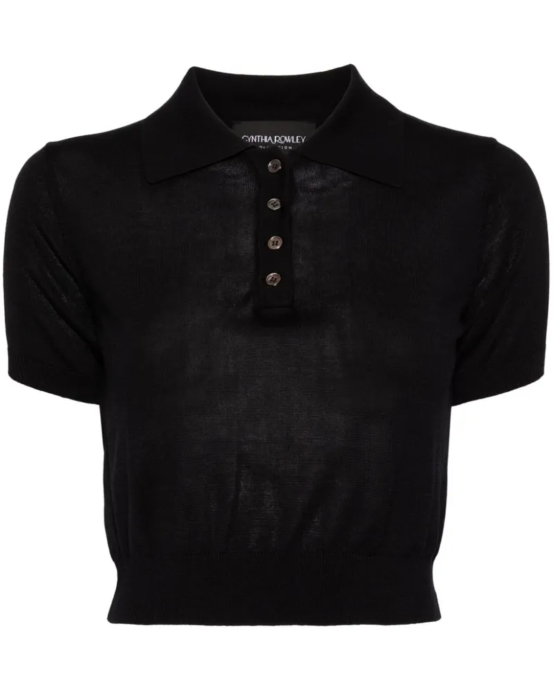 Cynthia Rowley Cropped-Poloshirt - Schwarz Schwarz