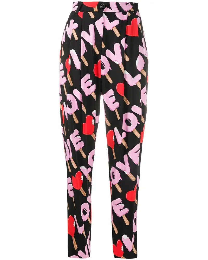 Moschino Hose mit Print - Schwarz Schwarz