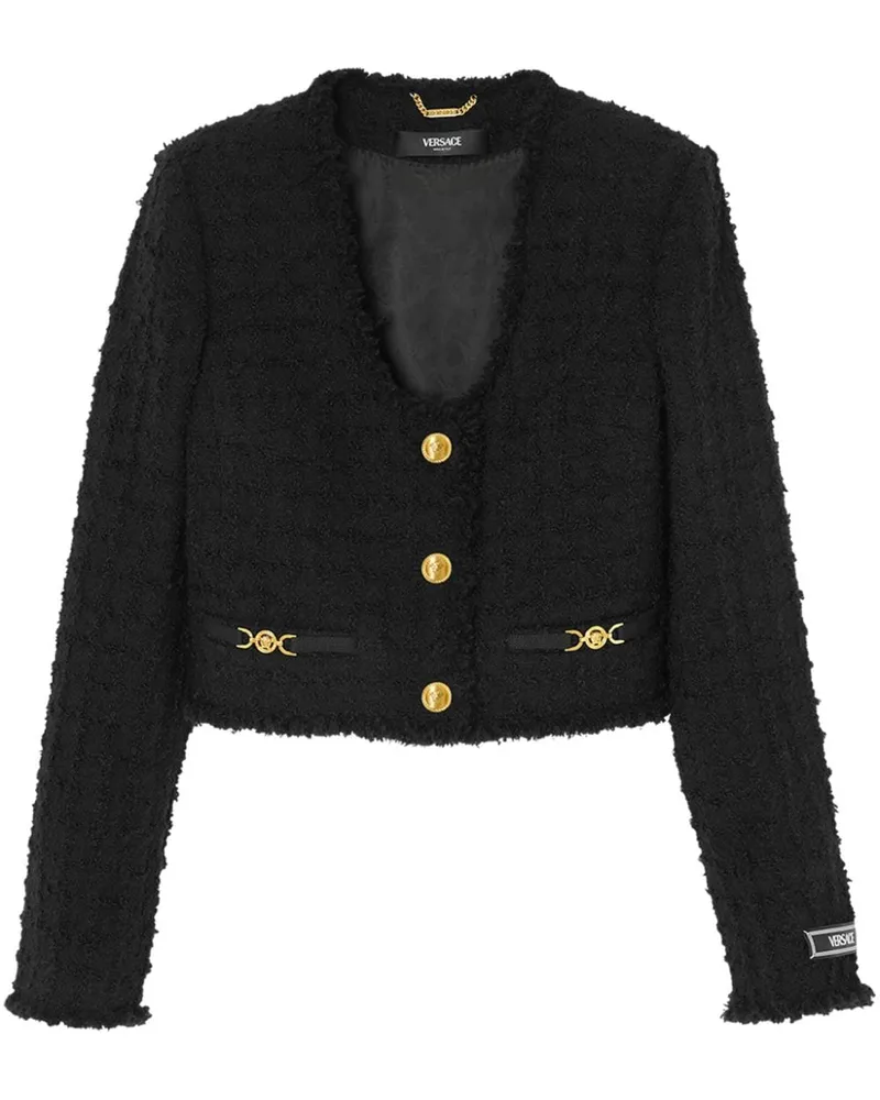 Versace Heritage Cropped-Jacke aus Tweed - Schwarz Schwarz