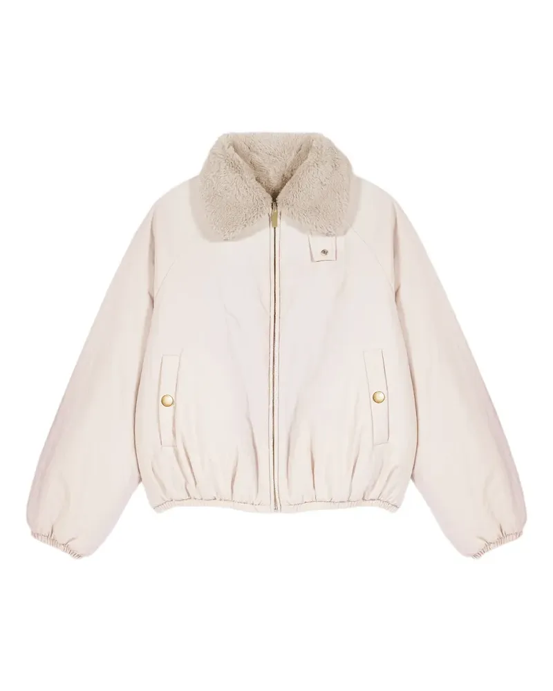 Maje reversible faux-fur collar puffer jacket - Nude Nude