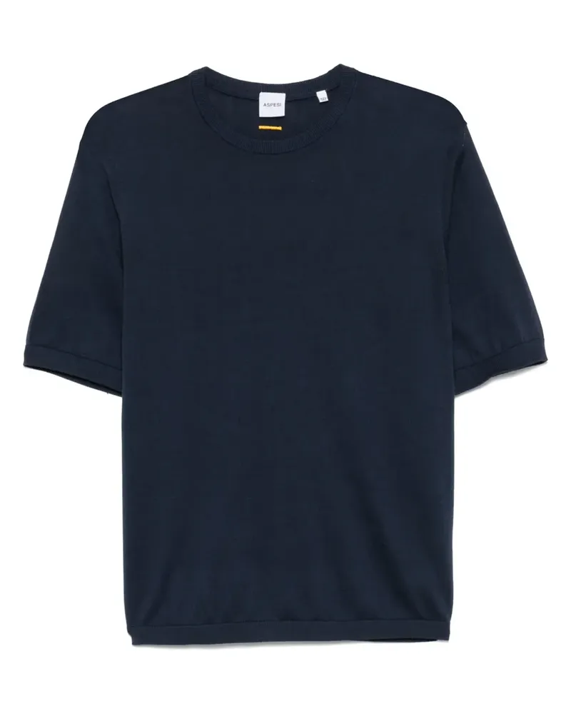 ASPESI Fein gestricktes T-Shirt - Blau Blau