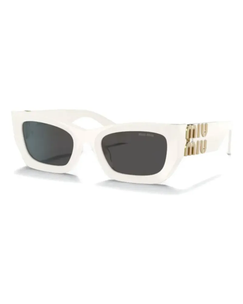 Miu Miu 09WS Sonnenbrille mit Logo-Schild - Weiß Weiß