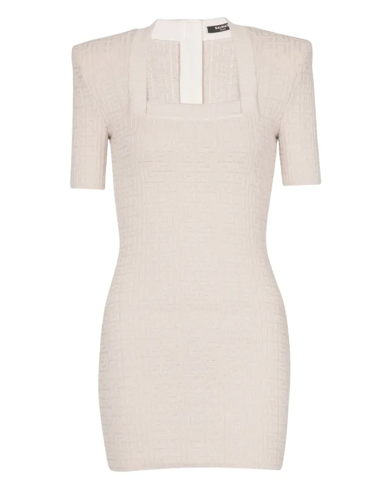 Balmain Gestricktes Minikleid mit Labyrinth - Nude Nude