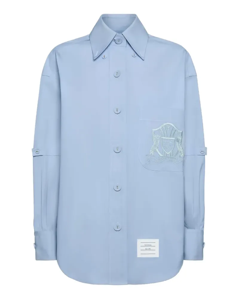 Thom Browne Hemd im Supersized-Look mit Wappenstickerei - Blau Blau