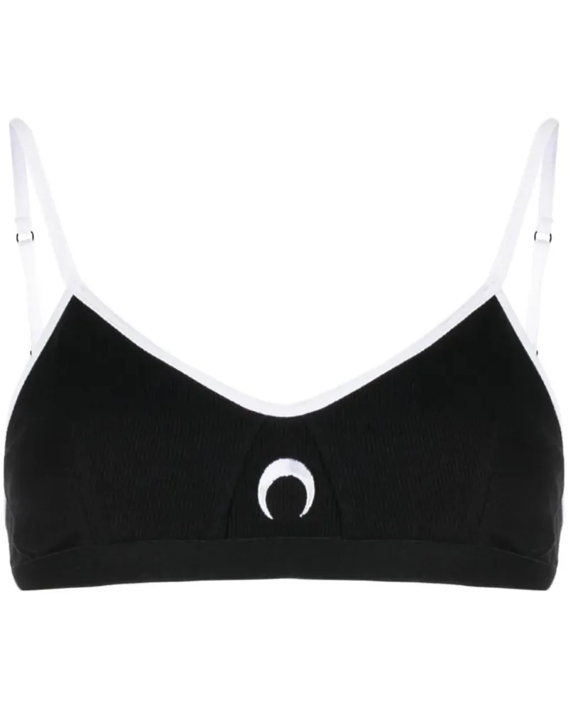 Marine Serre Sport-BH mit Logo - Schwarz Schwarz