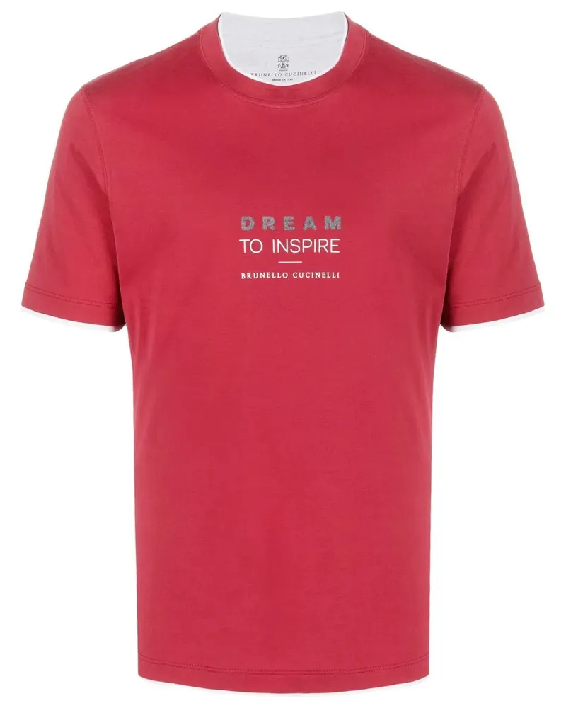 Brunello Cucinelli T-Shirt mit Slogan-Print - Rot Rot