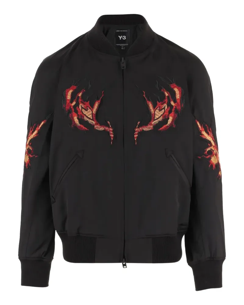 Y-3 embroidered zip-up jacket - Schwarz Schwarz