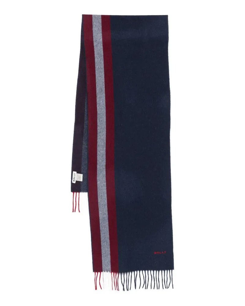 Bally Gestreifter Schal mit Fransen - Blau Blau