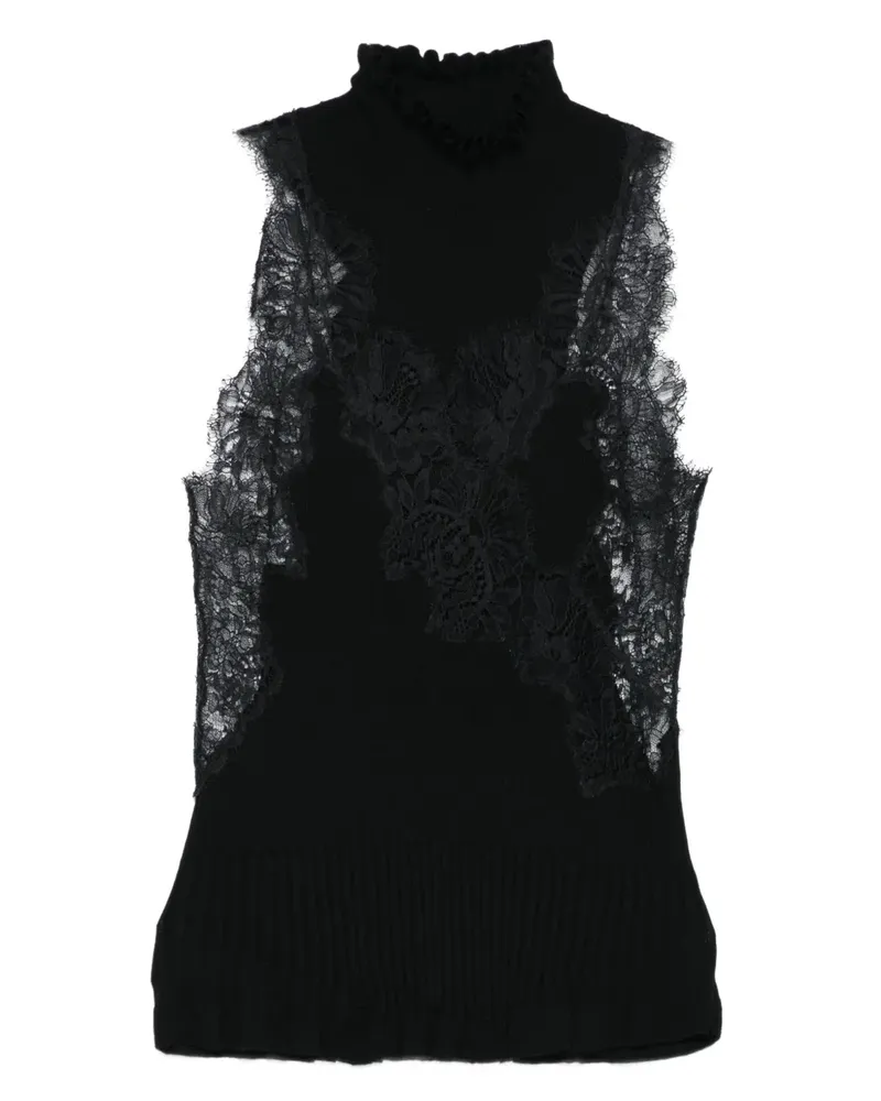 Ermanno Scervino Oberteil mit Spitzeneinsätzen - Schwarz Schwarz
