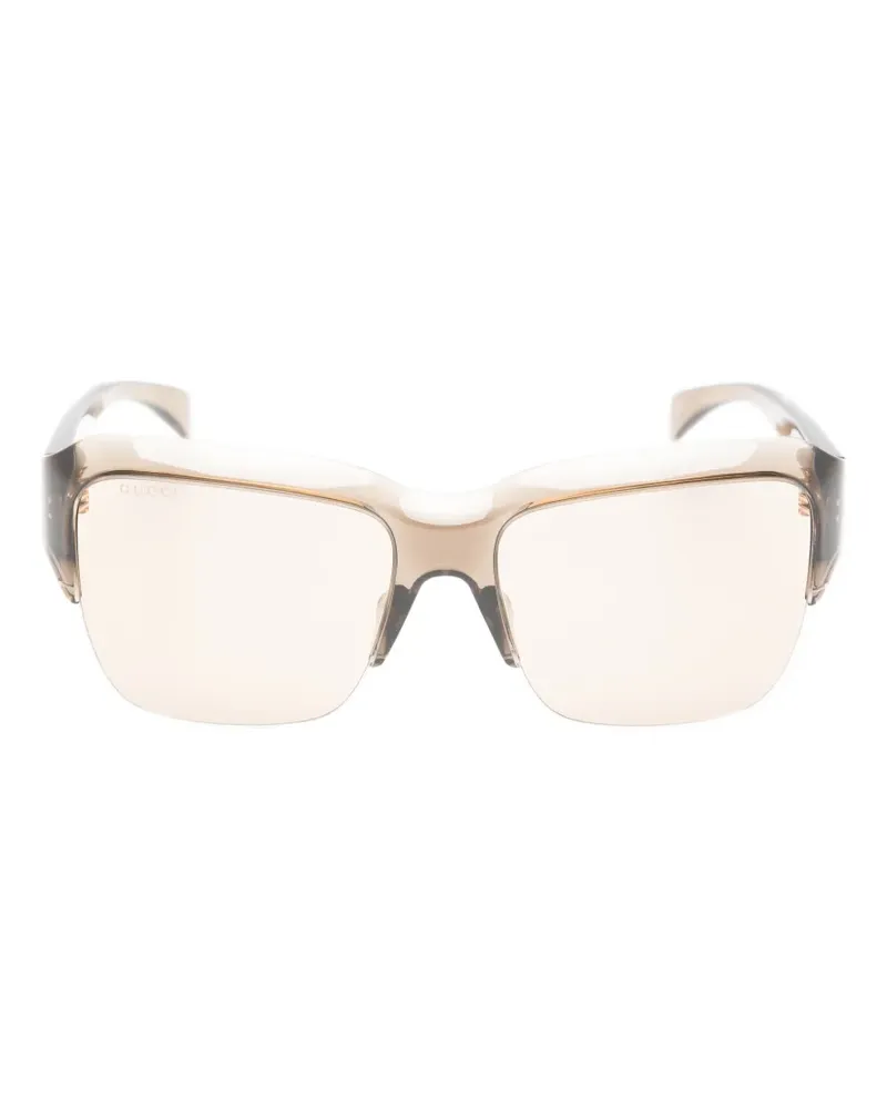 Gucci logo-plaque square-frame sunglasses - Nude Nude