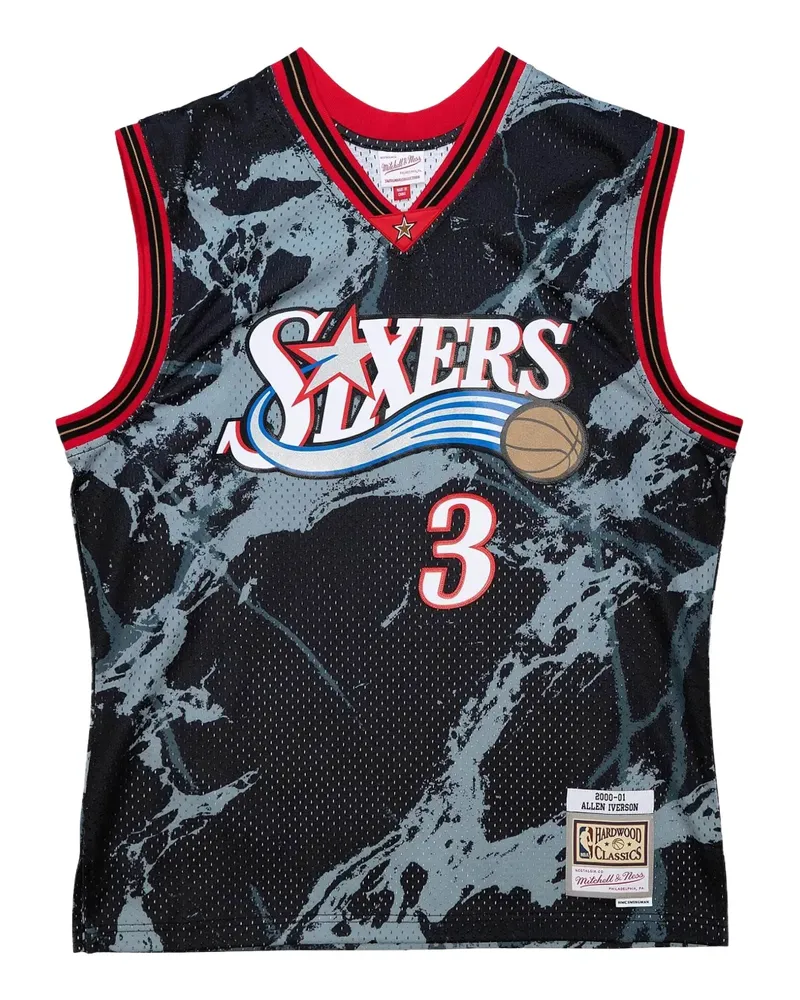 Mitchell & Ness Allen Iverson NBA Philadelphia 76ers 2000 Marble Swingman T-Shirt - Schwarz Schwarz