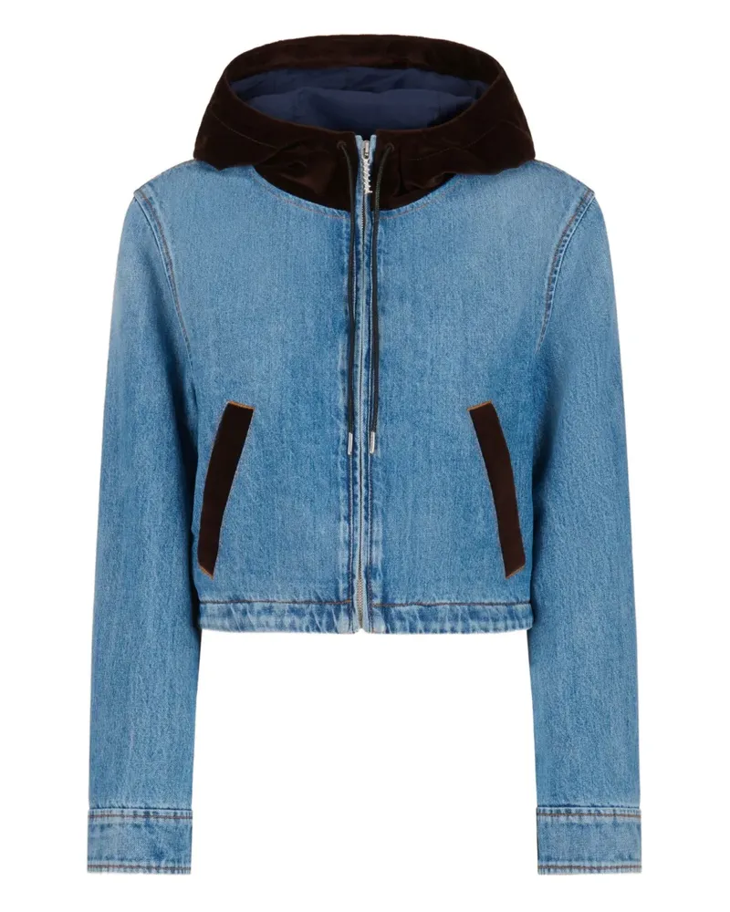 Marni Jeansjacke mit Samtbesatz - Blau Blau