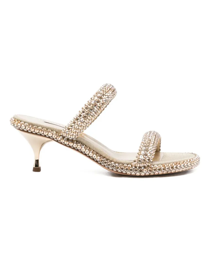 Casadei Sirio crystal-embellished kitten-heel sandals - Gold Gold