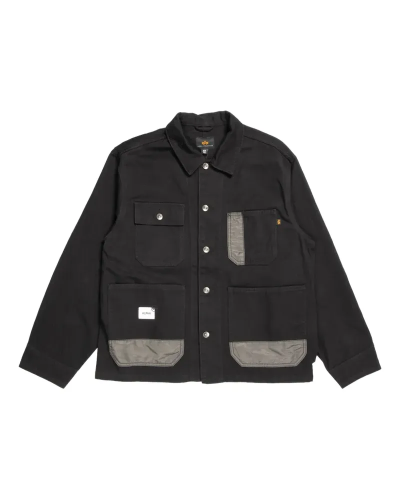 Alpha Industries logo-patch shirt jacket - Schwarz Schwarz