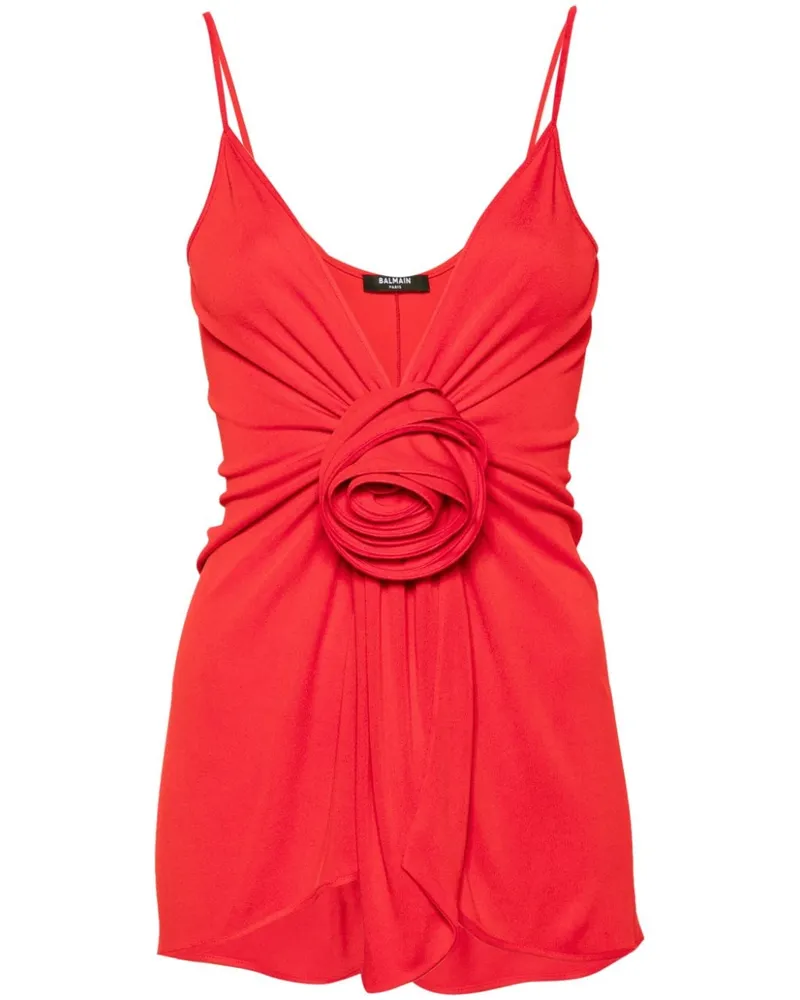 Balmain Oberteil mit floraler Applikationen - Rot Rot