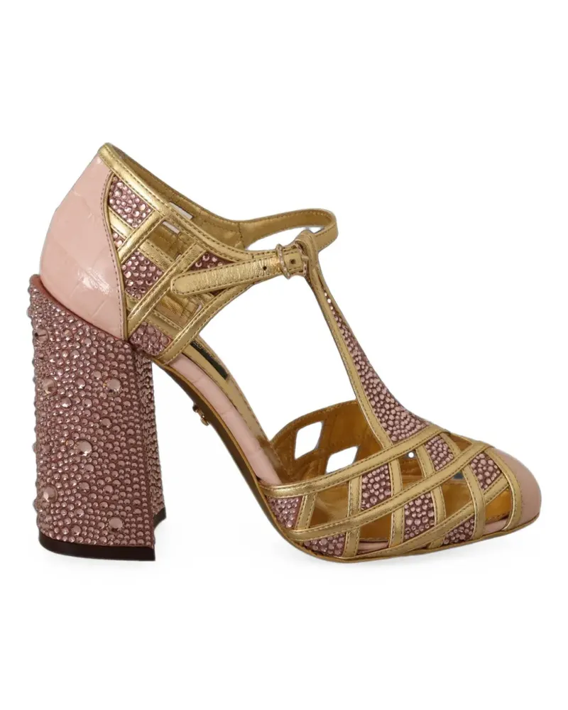Dolce & Gabbana crystal-embellished T-strap pumps - Gold Gold