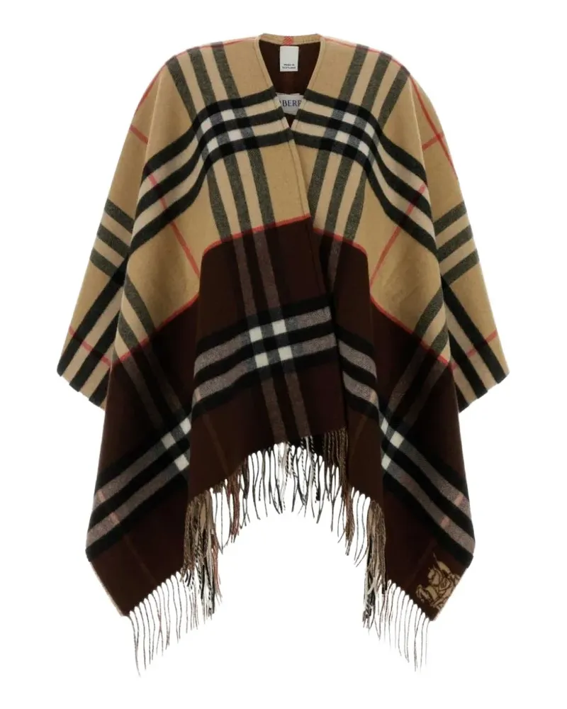 Burberry check-pattern fringed-hem cape - Braun Braun