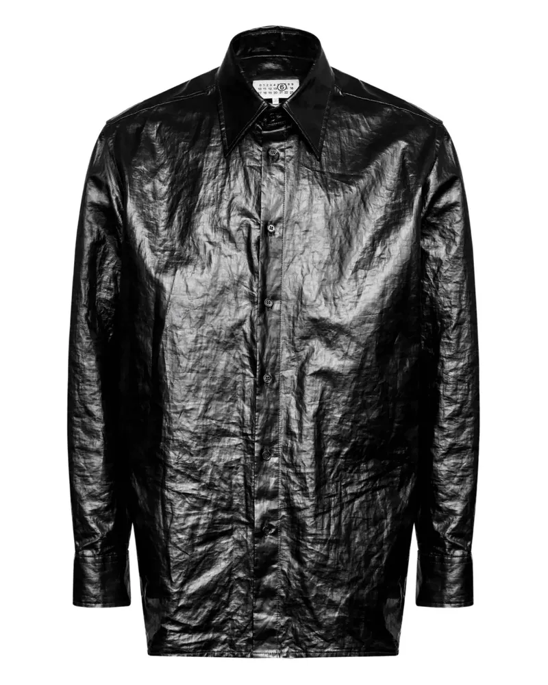 Maison Margiela Hemd mit Knitteroptik - Schwarz Schwarz