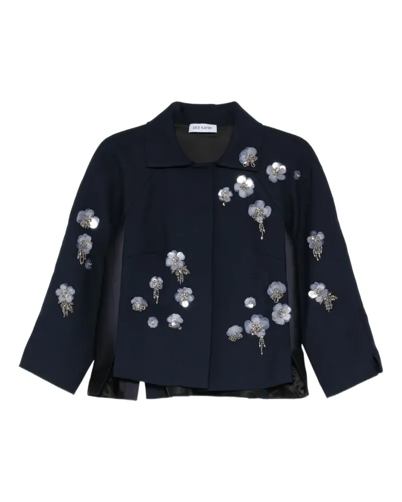 Dice Kayek floral-embellished crop jacket - Blau Blau