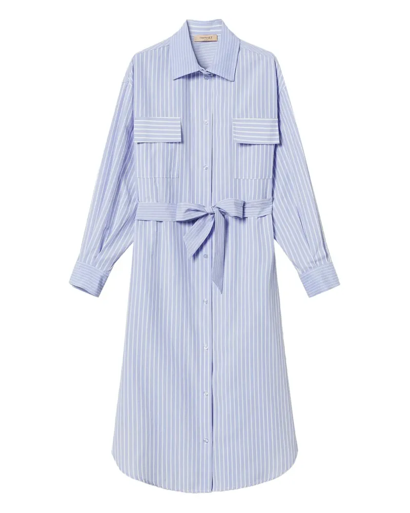 Twin-Set Gestreiftes Hemdkleid - Blau Blau