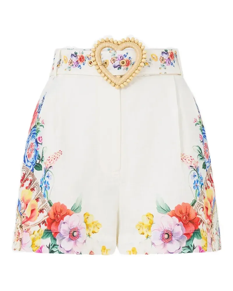 Camilla Tuck Front belted floral-print shorts - Weiß Weiß