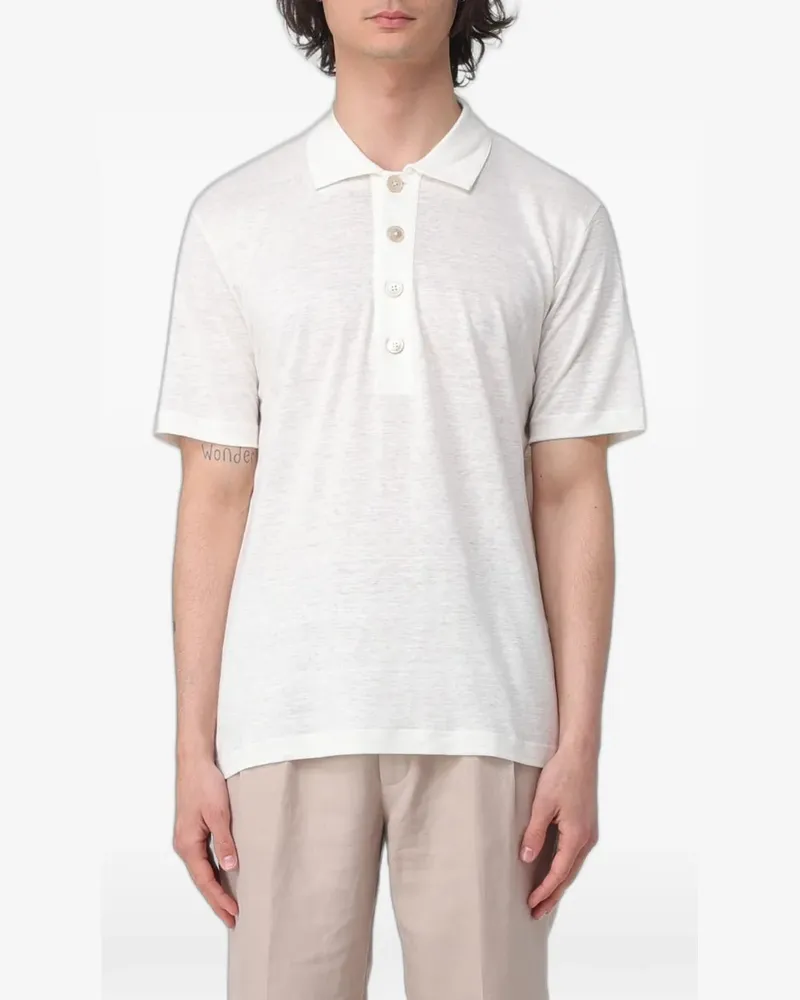 Eleventy short-sleeve linen polo shirt - Weiß Weiß