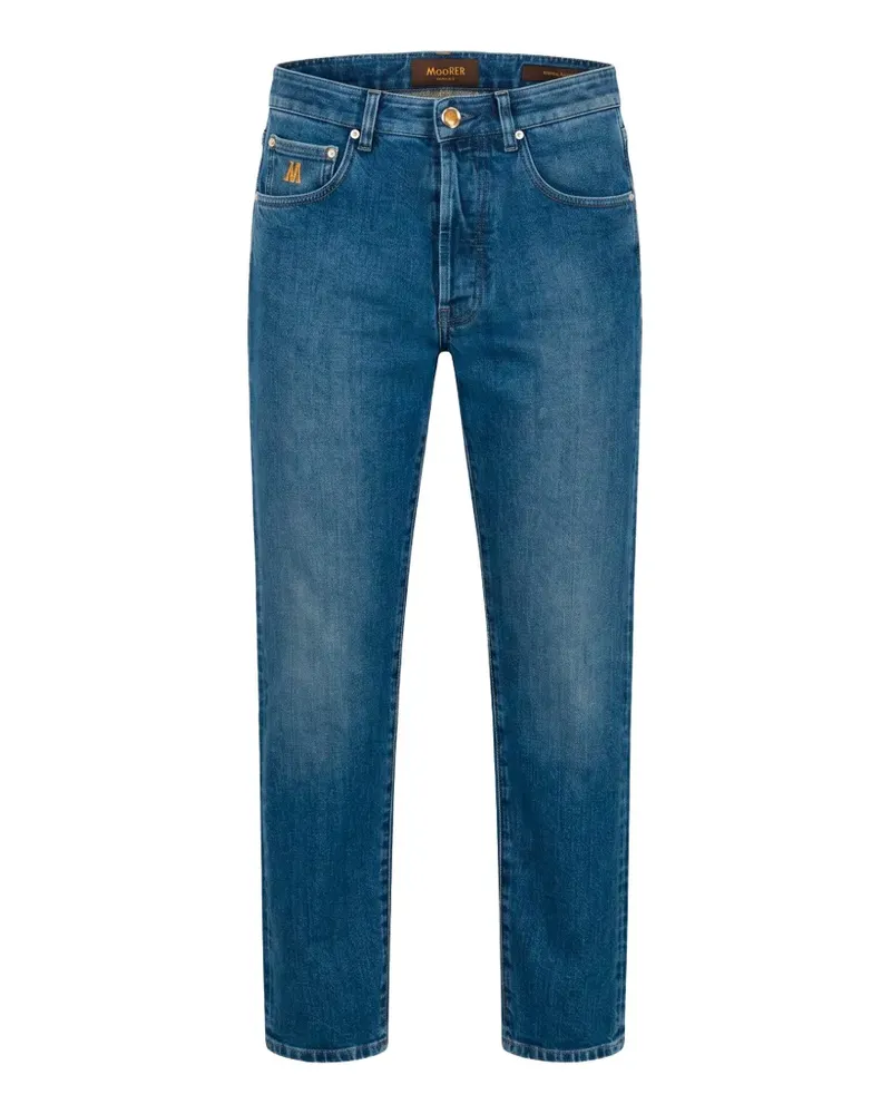 MOORER straight-leg logo-patch jeans - Blau Blau