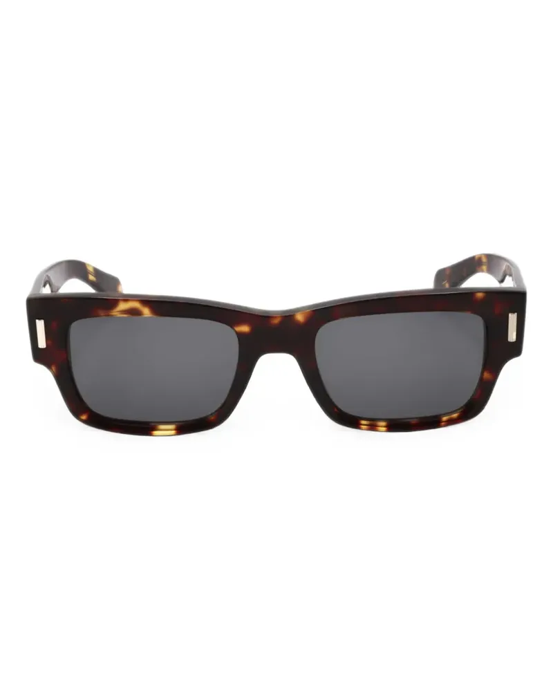 Ferragamo tortoiseshell-effect rectangle-frame sunglasses - Braun Braun