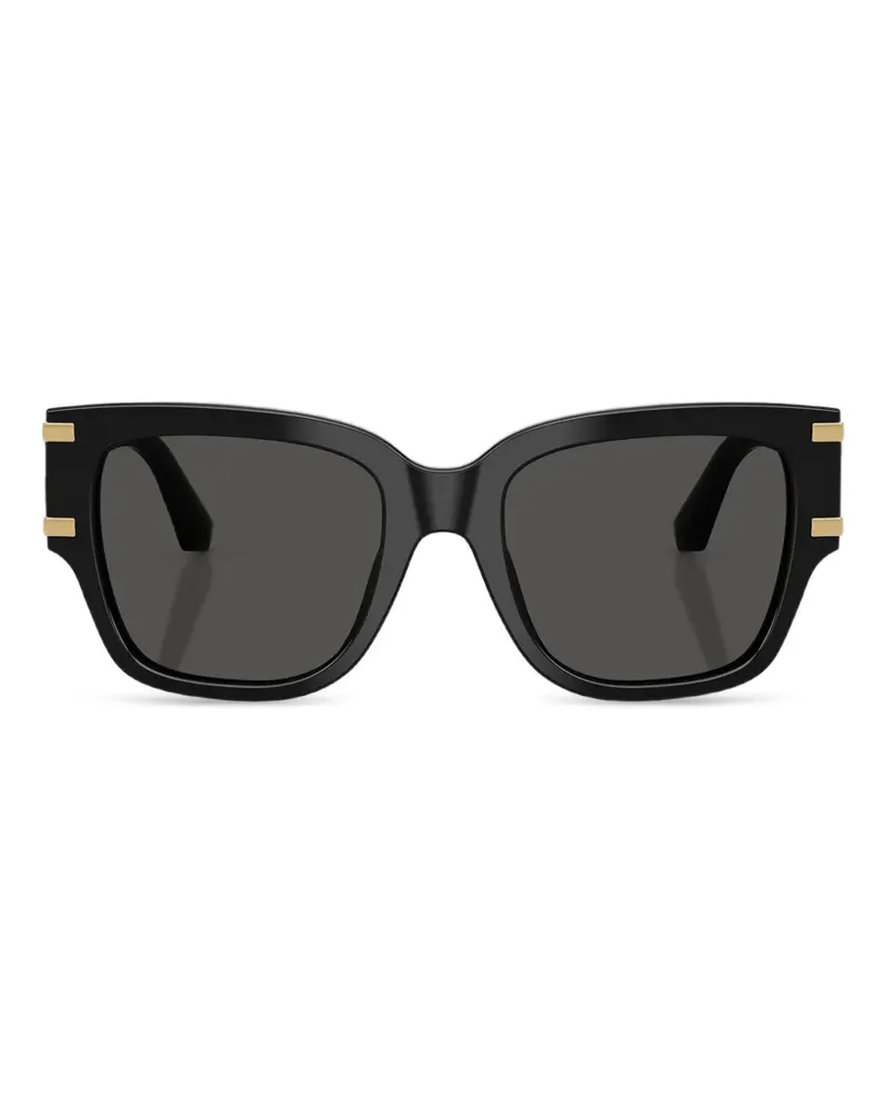 Dolce & Gabbana Eckige Sonnenbrille mit Logo - Schwarz Schwarz