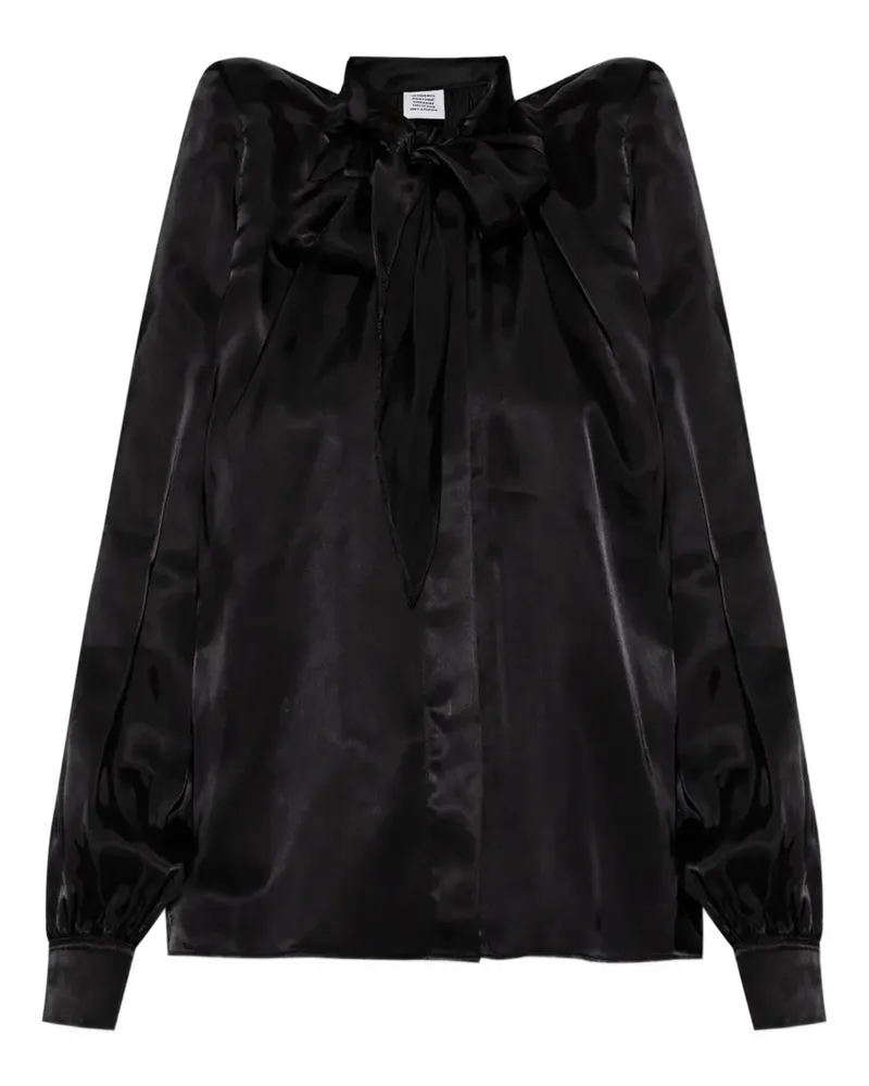 VETEMENTS Bluse mit Schulterpolstern und Schleife - Schwarz Schwarz