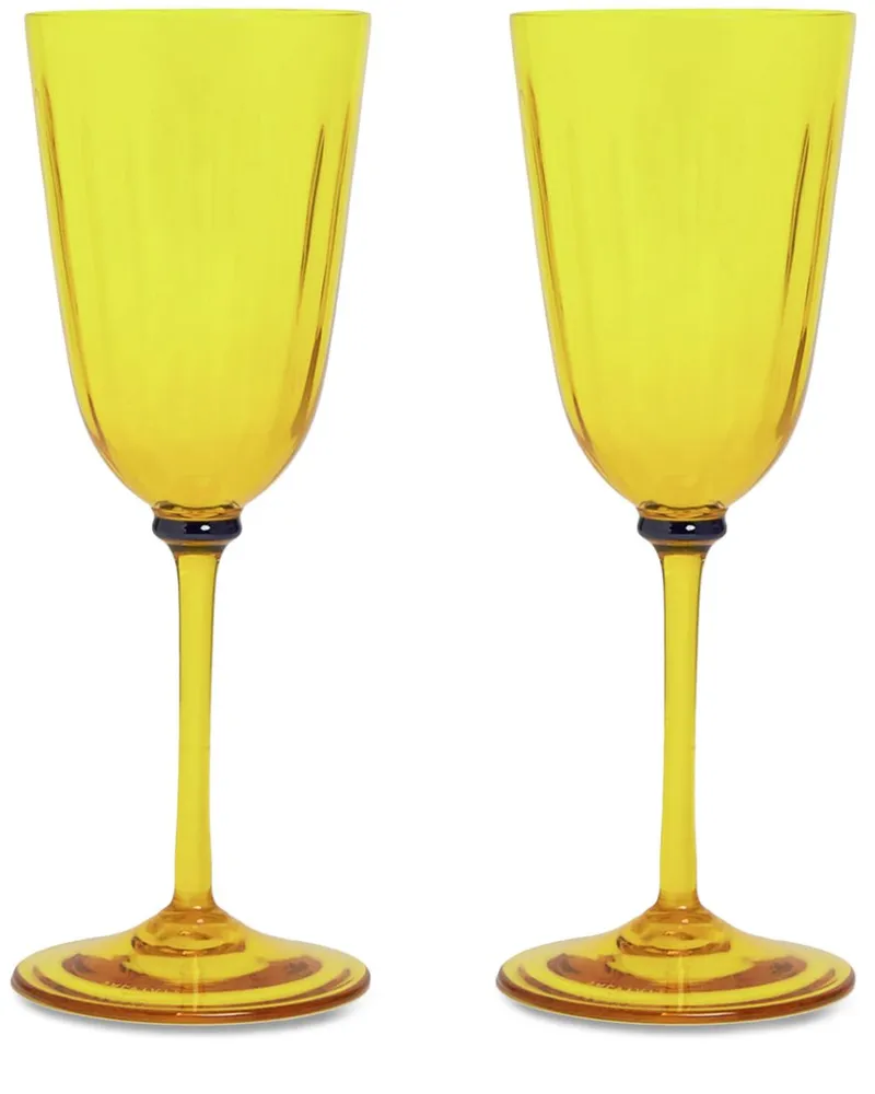 La DoubleJ Set aus zwei Rainbow Murano-Weingläsern - Gelb Gelb