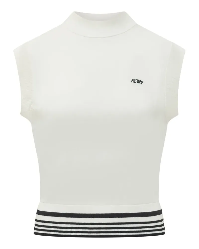 AUTRY logo-print striped-hem top - Weiß Weiß