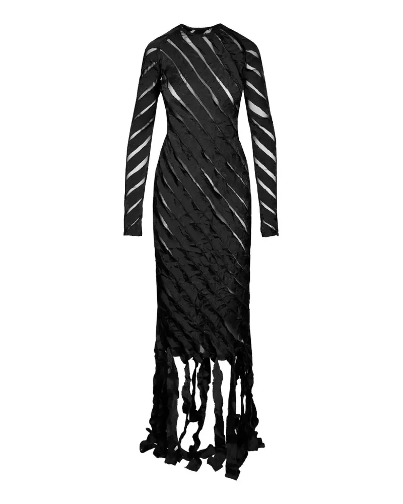 Ioana Ciolacu Spiral fringed maxi dress - Schwarz Schwarz