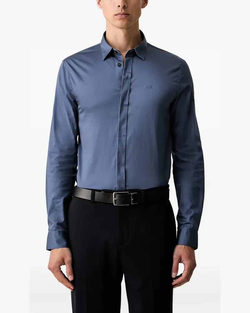 Armani Exchange Schmales T-Shirt mit Logo - Blau Blau