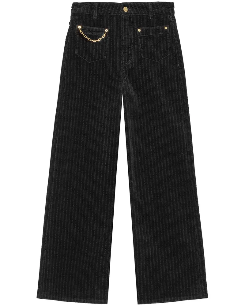 Ganni Klassische Cordhose - Schwarz Schwarz